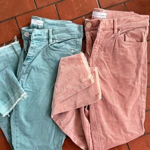 2 pair LOFT Blush/sea-foam corduroy/cotton, soft comfortable Pants 2/26
